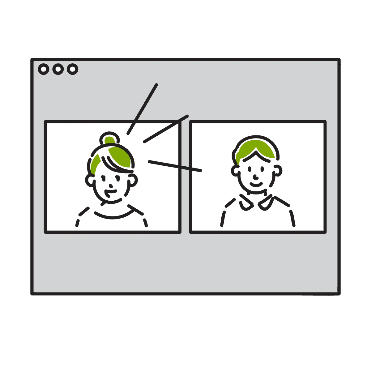 ビデオ通話の画面ごしに二人が話している様子